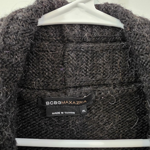 Y2K Bcbg Maxazria‎ Womens Cardigan Size Petite Large Dark Gray Alpaca Eyelet - Picture 4 of 6